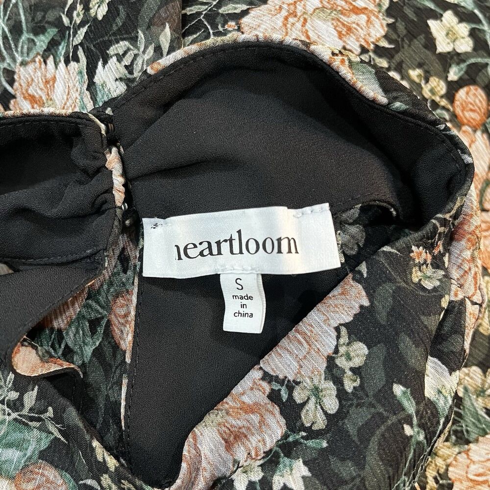 Heartloom Black Floral Halter Top Size Small Lined - Picture 5 of 6